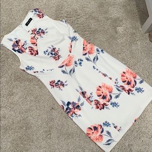 Pretty white dress with peach and blue flowers